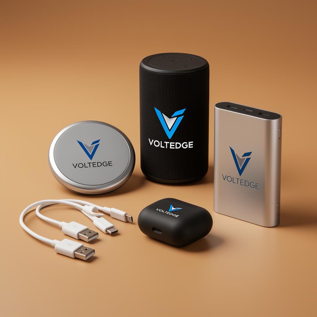 Tech promotional products with branded owl logos