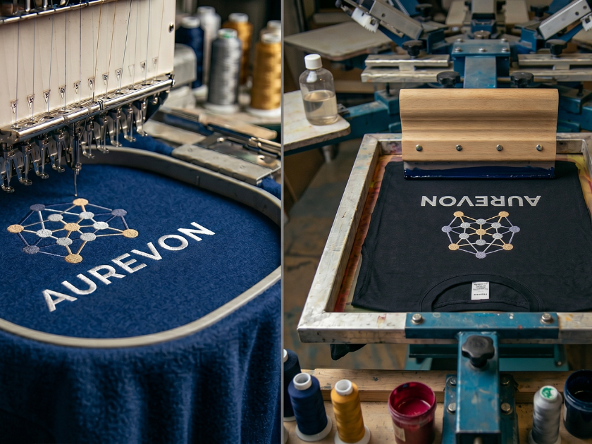 Embroidery and screen printing production for custom apparel